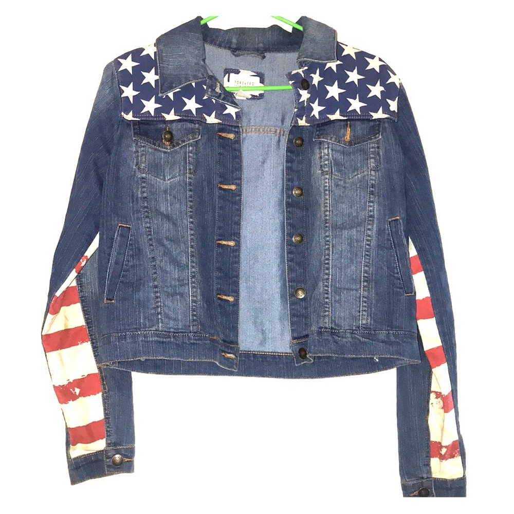 Forever 21 American Flag Jean Jacket